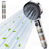 Gritin Shower Head, High Pressure Shower Heads Upgraded Filter for Hard Water - 5 Spray Modes Powerful Handheld Showerhead with Pause Switch, Water Saving Healthy Bathing for Residual Chlorine Remove