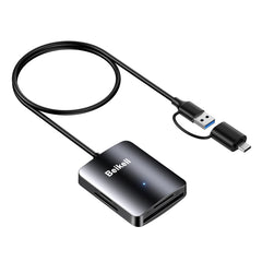 Beikell Lecteur de cartes USB C et USB 3.0 4 en 1 à double connecteur, adaptateur de carte mémoire 4 cartes simultanément pour SD/SDHC/SDXC/Micro SD/Micro SDXC/MS Duo, compatible avec Windows, OS