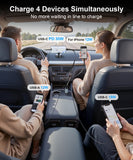 Gritin Retractable Car Charger, 69W Super Fast 4 in 1 USB C Car Charger Adapter with Smart Device-Adaptive Charging Technology&Instant Current Display,Accessories for Phone 16 15,iPad,Android etc