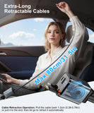 Gritin Retractable Car Charger, 69W Super Fast 4 in 1 USB C Car Charger Adapter with Smart Device-Adaptive Charging Technology&Instant Current Display,Accessories for Phone 16 15,iPad,Android etc