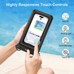 Gritin Waterproof Phone Pouch, IP68 Floating Waterproof Phone Case Bag for Swimming, Adjustable Lanyard Underwater Phone Dry Bag for iPhone 15 14 13,Galaxy S24 S23 and Other Phones up to 7.2" Black