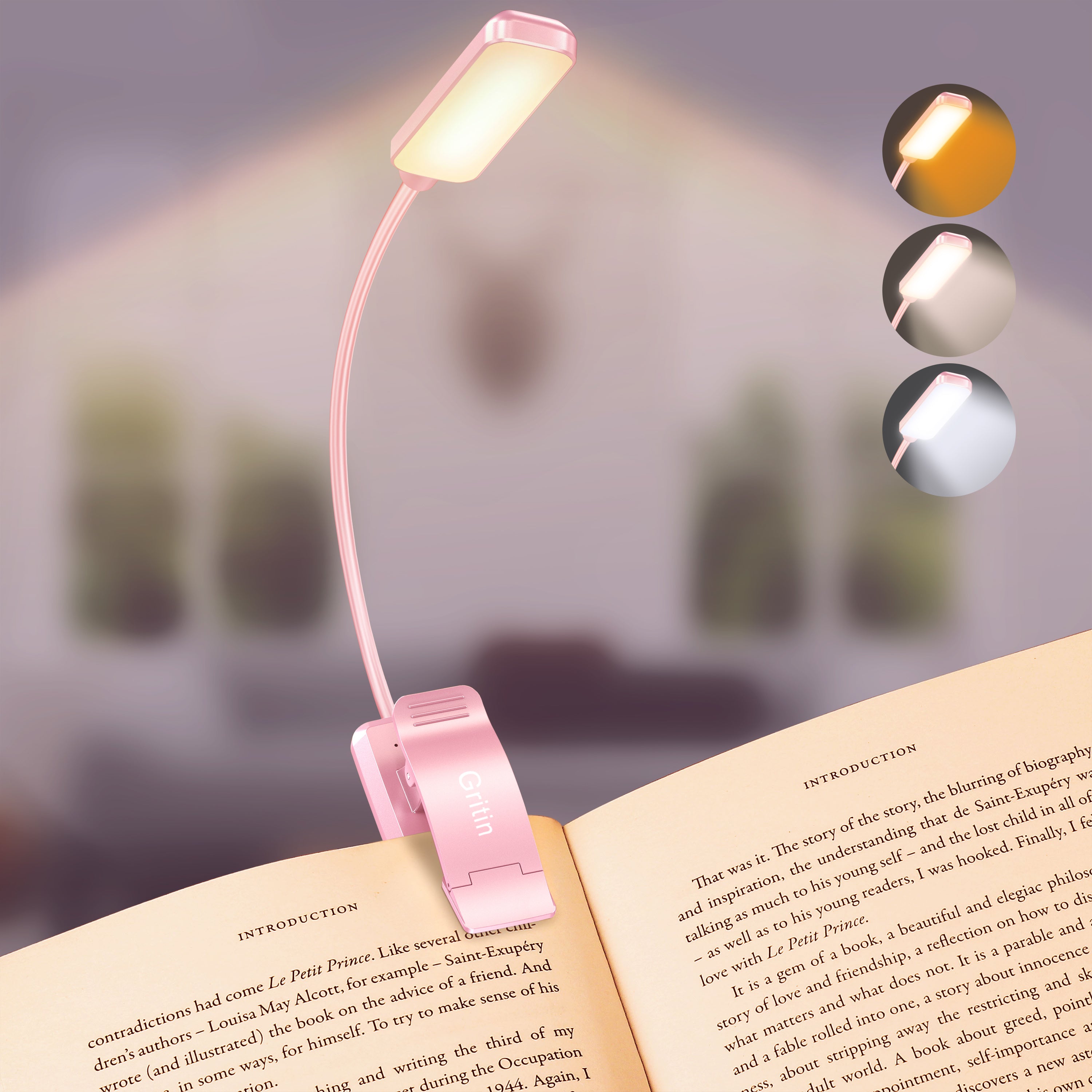 Lampe De Lecture LED Rechargeable - Minuterie, 3 Couleurs, Intensité Variable - Plaque Transparente - Pour Lit, Bureau, Voyage