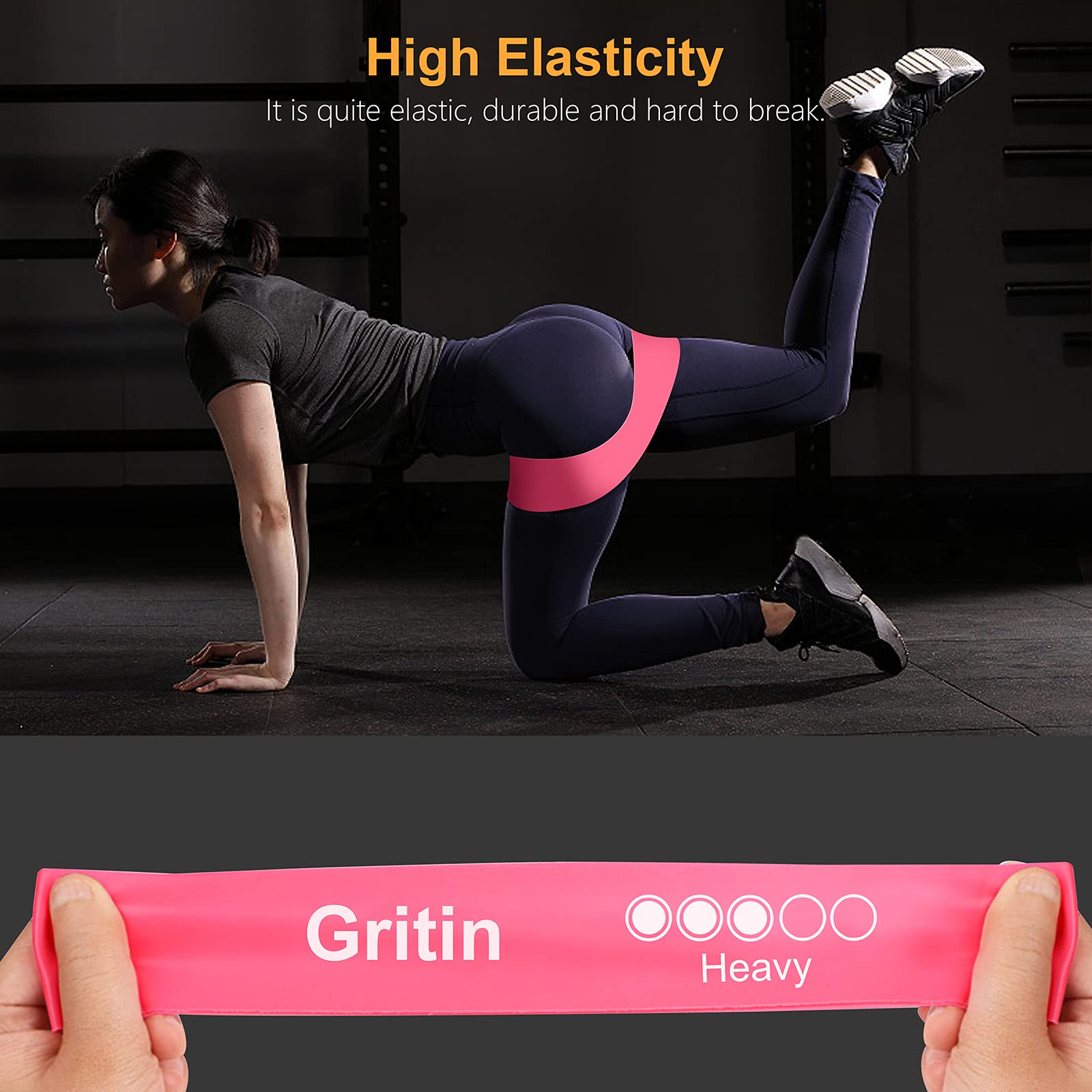 Gritin Resistance Bands, Exercise Bands Loop Bands, Pink - Purple