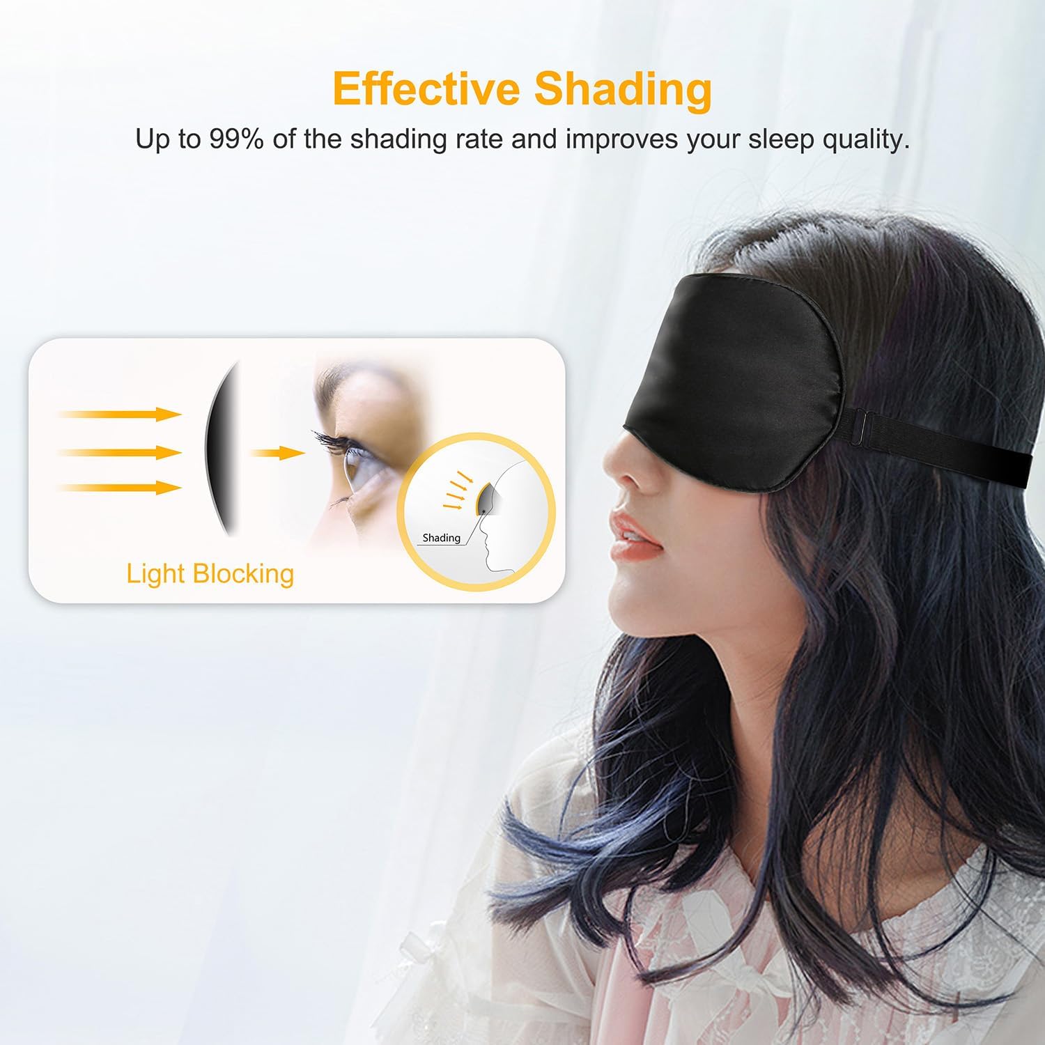 Gritin Light-Blackout Design Ultra Soft & Comfortable 100% Natural Silk Sleeping Mask
