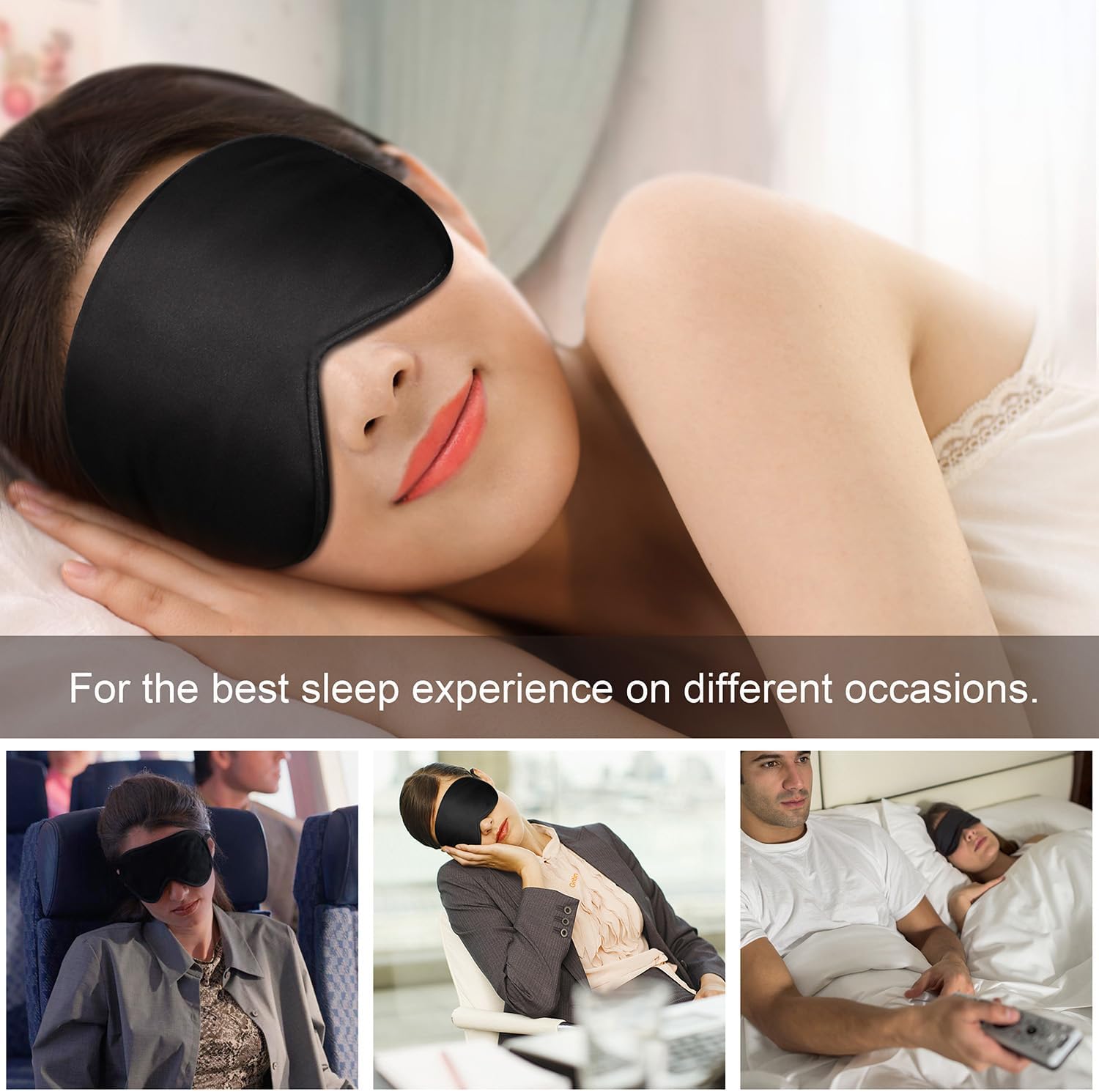 Gritin Light-Blackout Design Ultra Soft & Comfortable 100% Natural Silk Sleeping Mask