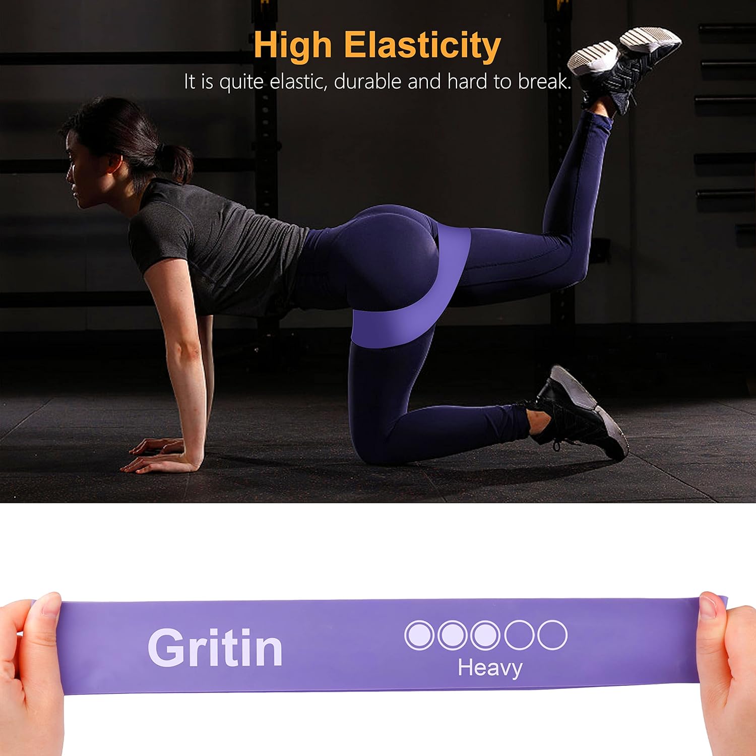 Gritin Resistance Bands, Exercise Bands Loop Bands, Purple