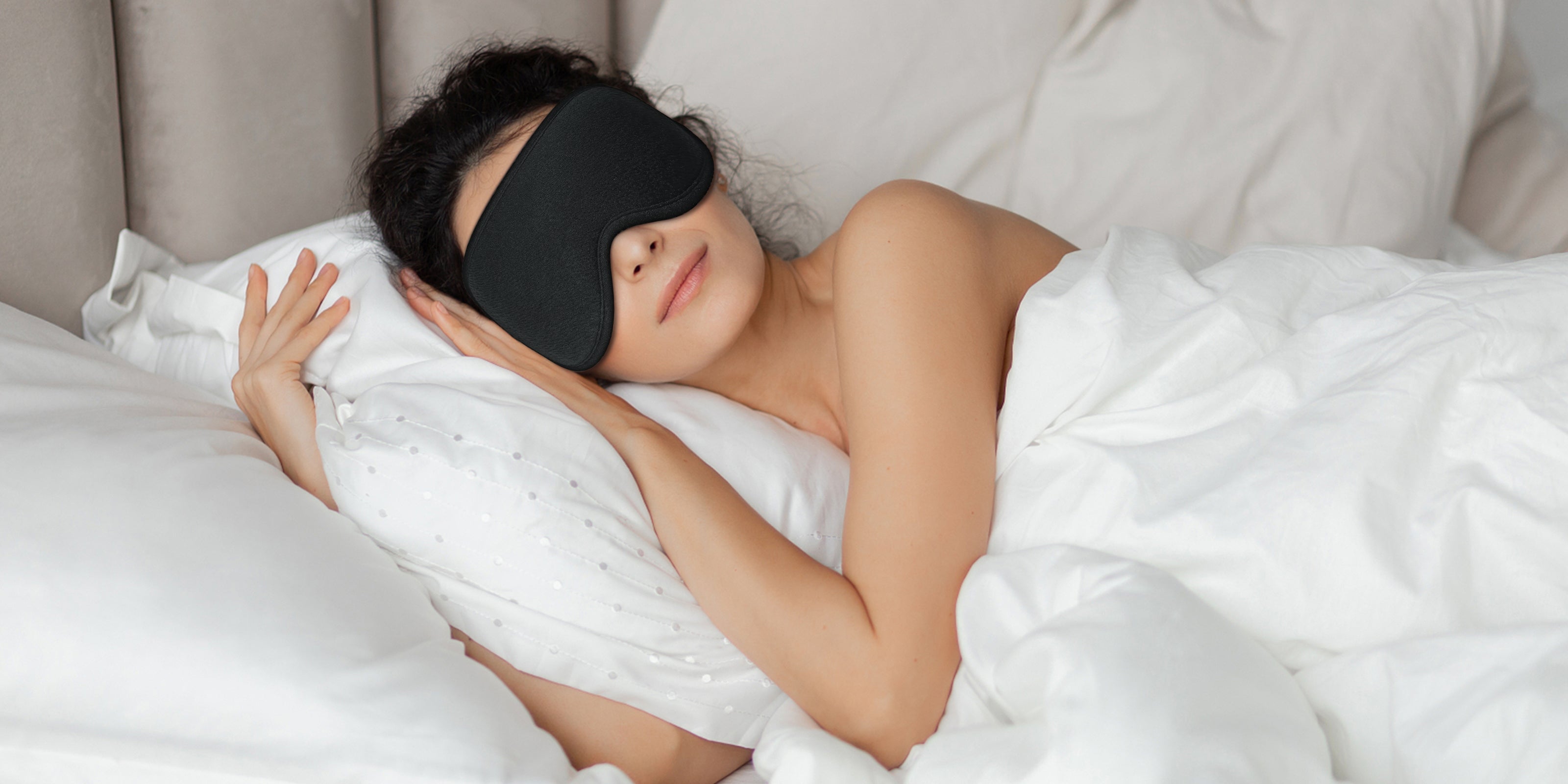 Contoured Gritin blackout sleep mask with eye cups and an adjustable strap