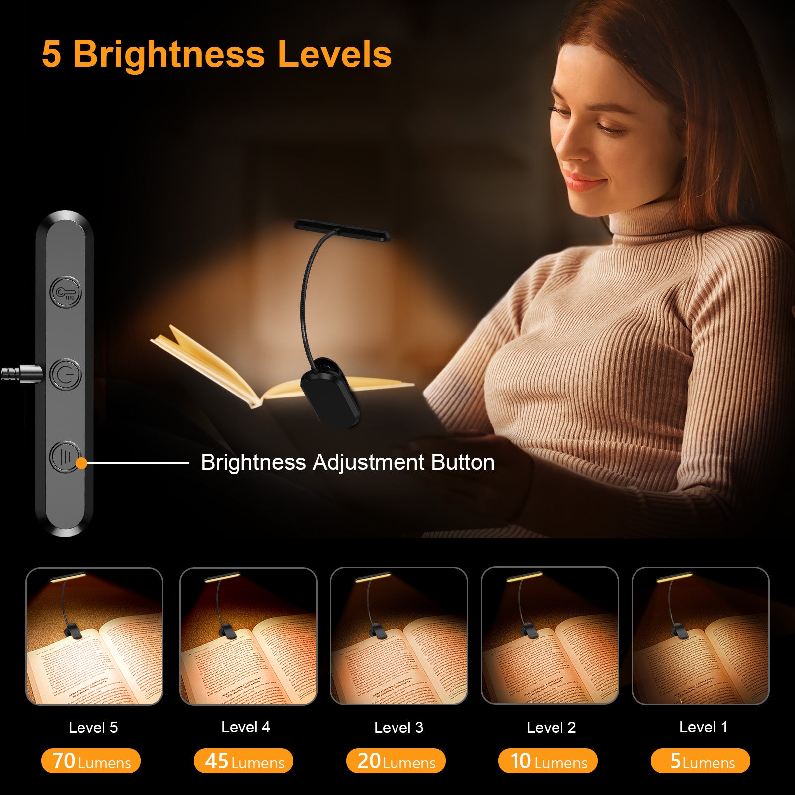 Gritin 19 LED Book Light with Memory Function Secondary image
