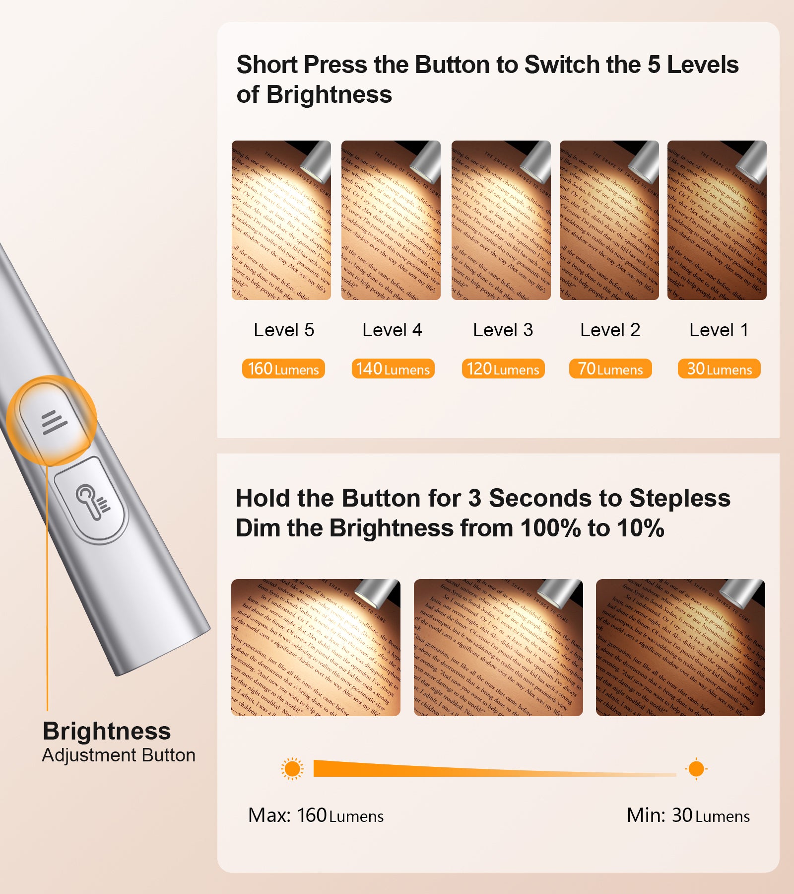Gritin Rechargeable Neck Reading Light, Flexible Book Light with 4 Colors & 5 Brightness Levels, 80Hrs Runtime