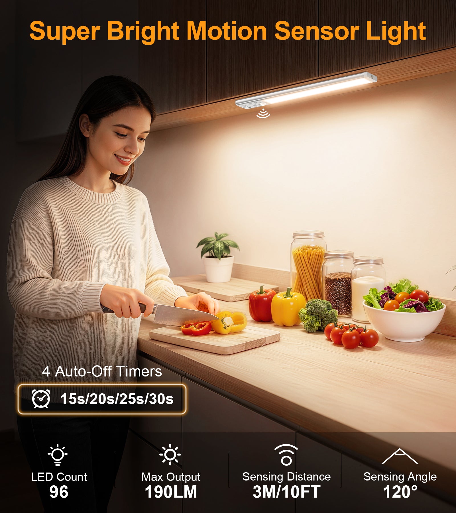 Gritin Gen 2 Under Cabinet Lights & Flashlight – Motion Sensor, 32.3cm, 2 Pack