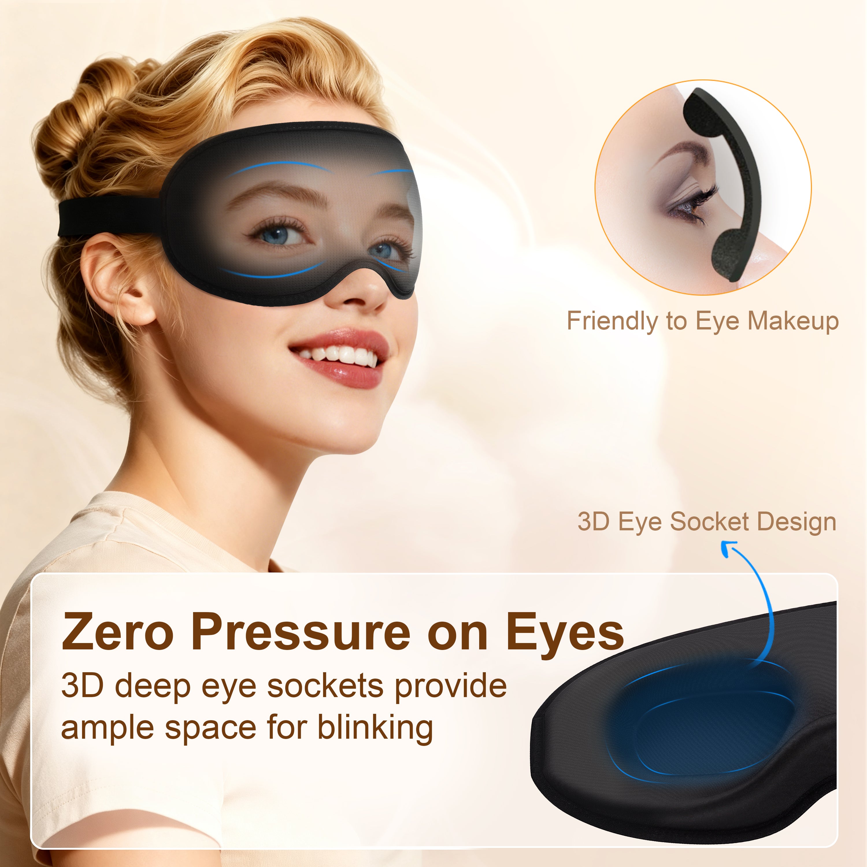 Gritin 3D Blackout Sleep Mask with Adjustable Strap