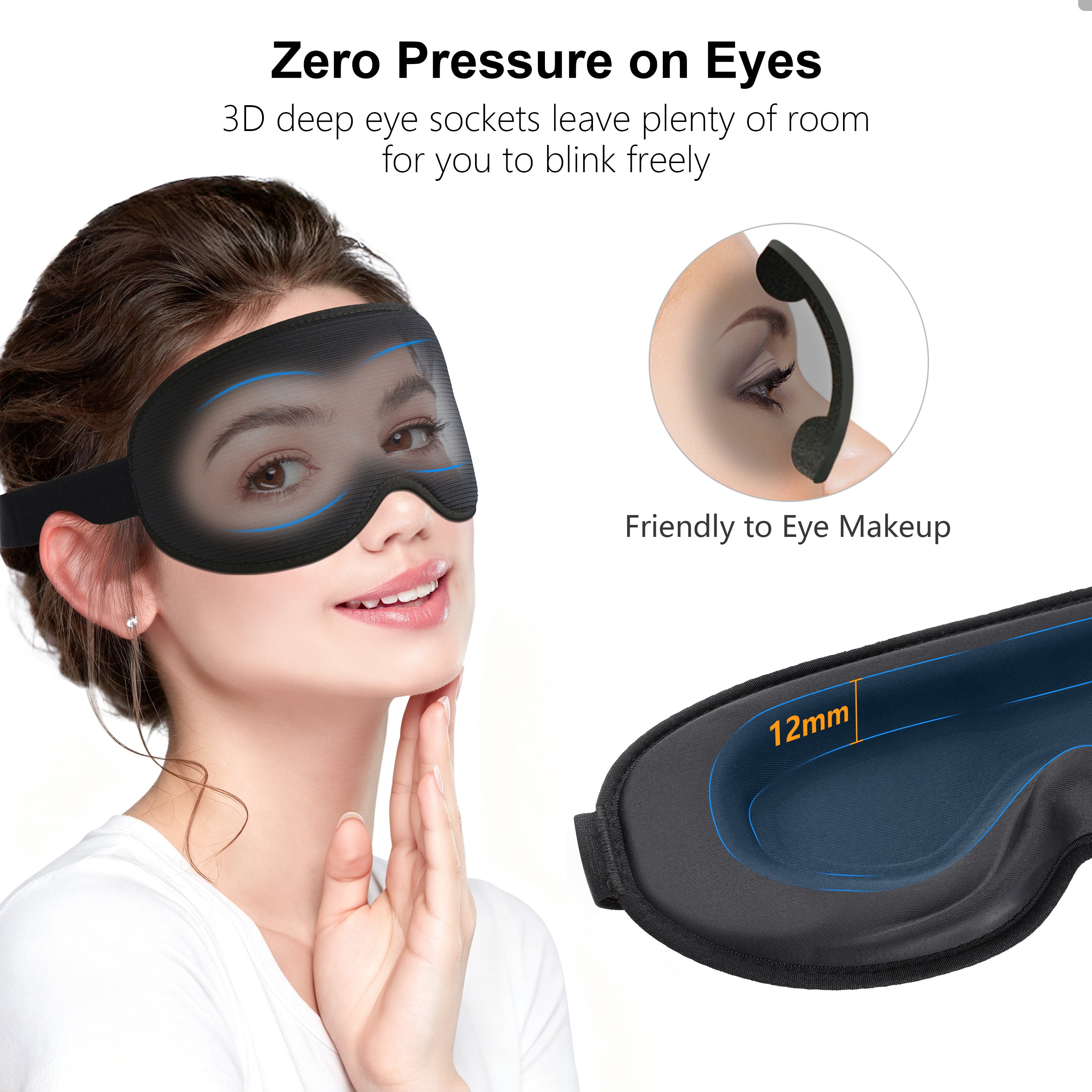 Gritin 100% Blackout Sleep Mask – Zero Eye Pressure 3D Eye Mask for Side Sleepers, Soft & Comfortable for Sleep & Travel