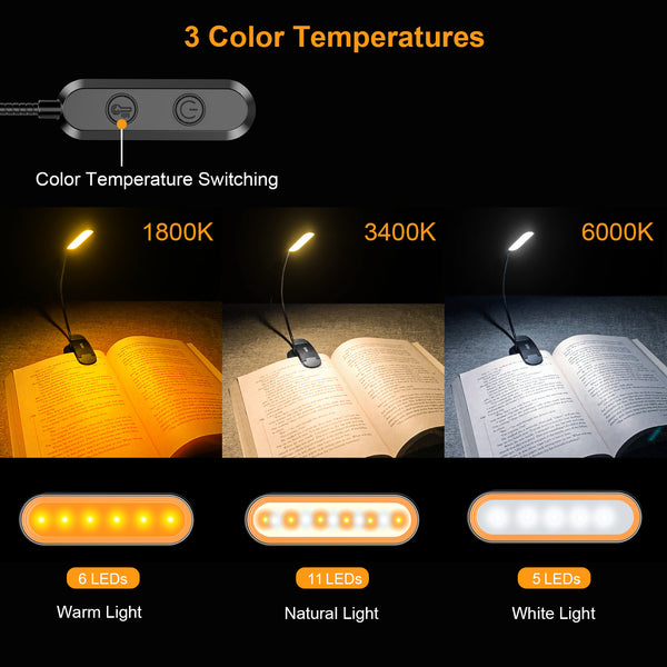 Gritin 11 LED Rechargeable Reading Light Clip on Book