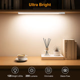 Gritin Under Cabinet Kitchen Lights 2 Pack-128 LED Super Bright,3-Color&5-Brightness,4 Modes,Motion Sensor, Rechargeable Long Lasting-Easy Installation Magnetic Under Closet Light 14.7 Inch