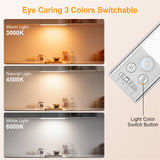 Gritin Under Cabinet Kitchen Lights 2 Pack-128 LED Super Bright,3-Color&5-Brightness,4 Modes,Motion Sensor, Rechargeable Long Lasting-Easy Installation Magnetic Under Closet Light 14.7 Inch