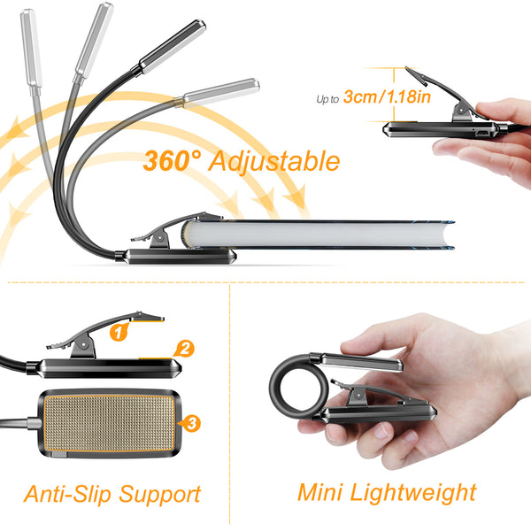 Lampe de lecture rechargeable Gritin à 9 LED pour lire au lit