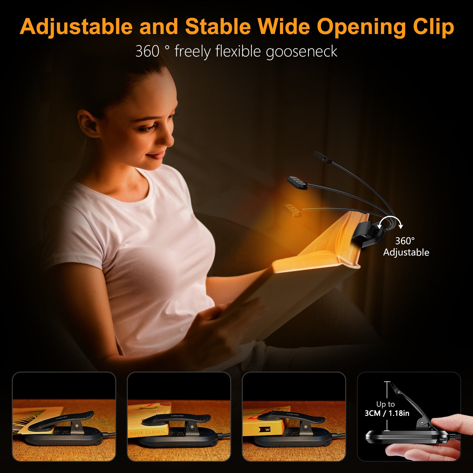 Gritin 19 LED Book Light with Memory Function