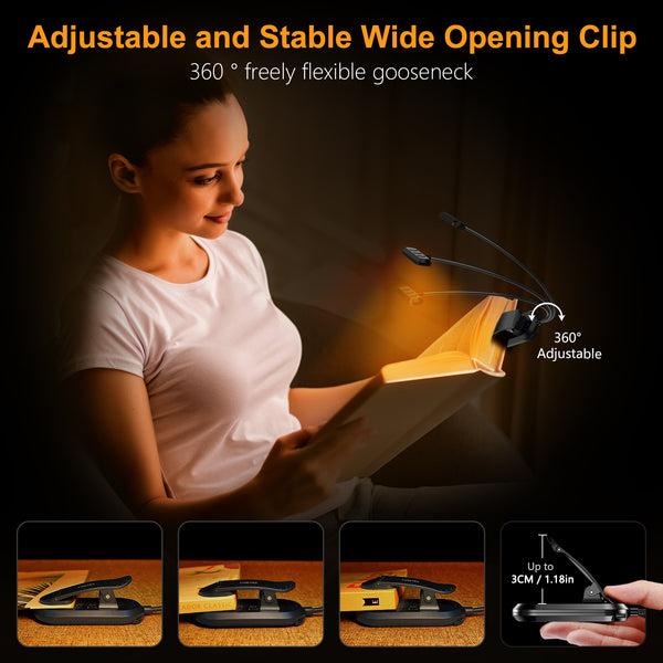 Gritin 19 LED Book Light with Memory Function