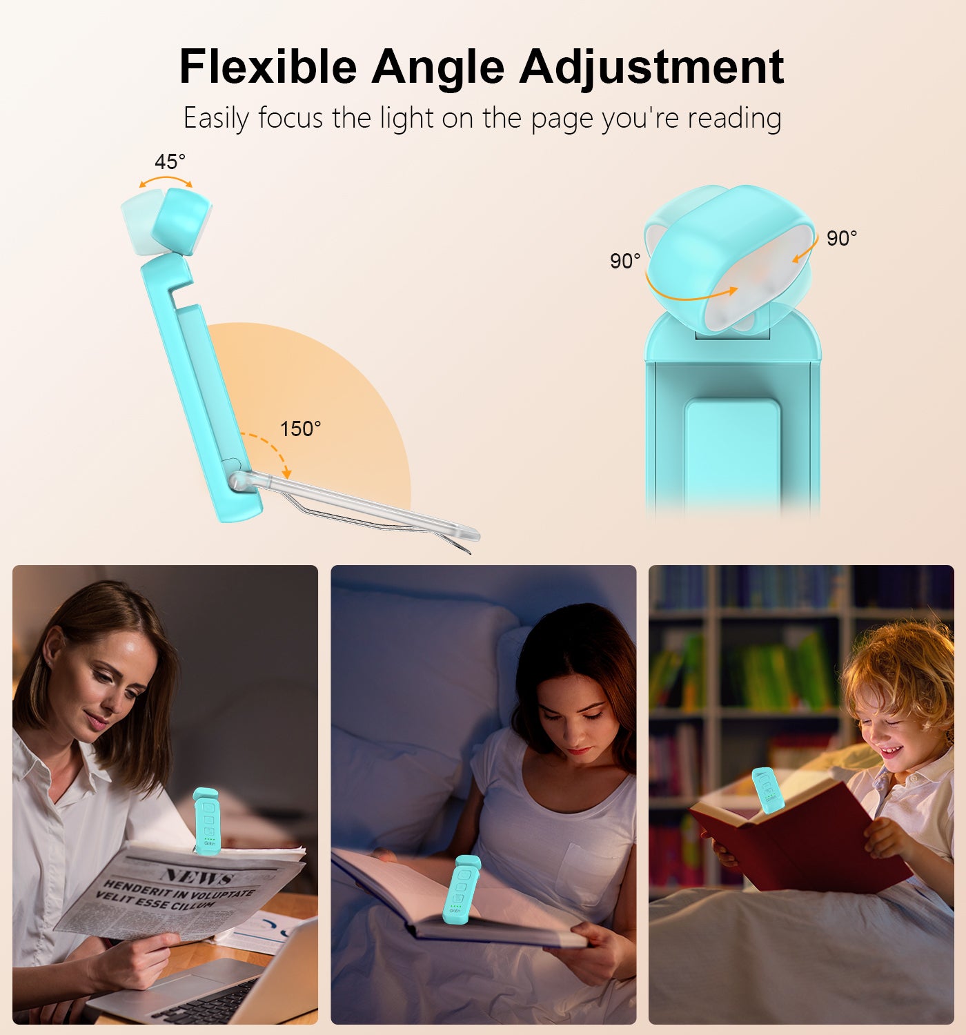 Gritin Reading Light, Book Light for Reading in Bed, Clip on Book Reading Light