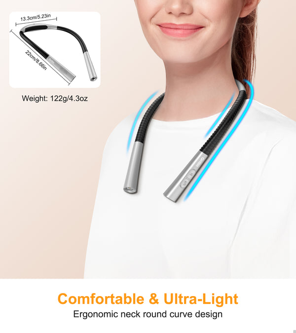 Gritin Rechargeable Neck Reading Light, Flexible Book Light with 4 Colors & 5 Brightness Levels, 80Hrs Runtime