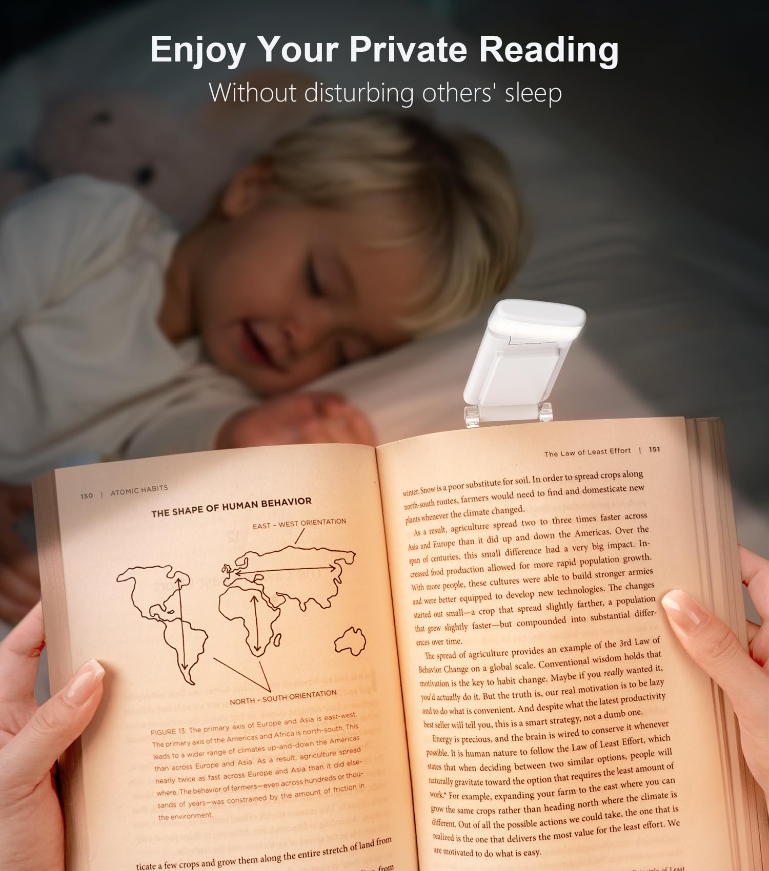 Gritin Rechargeable Clip-on Book Light, 3 Eye-Care Modes, 5 Brightness Levels & Stepless Dimming