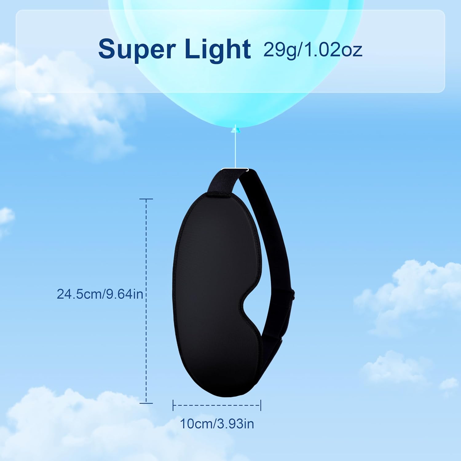 Gritin 100% Blackout Sleep Eye Mask for Side Sleeper Men Women, Zero Eye Pressure 3D Contoured Sleeping Mask with Adjustable Strap, Ergonomic Design Night Blindfold, Ultra Soft Comfortable for Travel