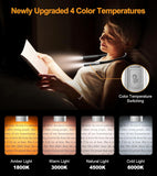 Gritin Book Light, Rechargeable Neck Light for Reading - 4-Color&5-Brightness,Bendable Arms,30-min Timer,80+ Hrs Runtime,Neck Curve Fit Ergonomic Design, Comfortable for Reading,Camping,Repairing etc.