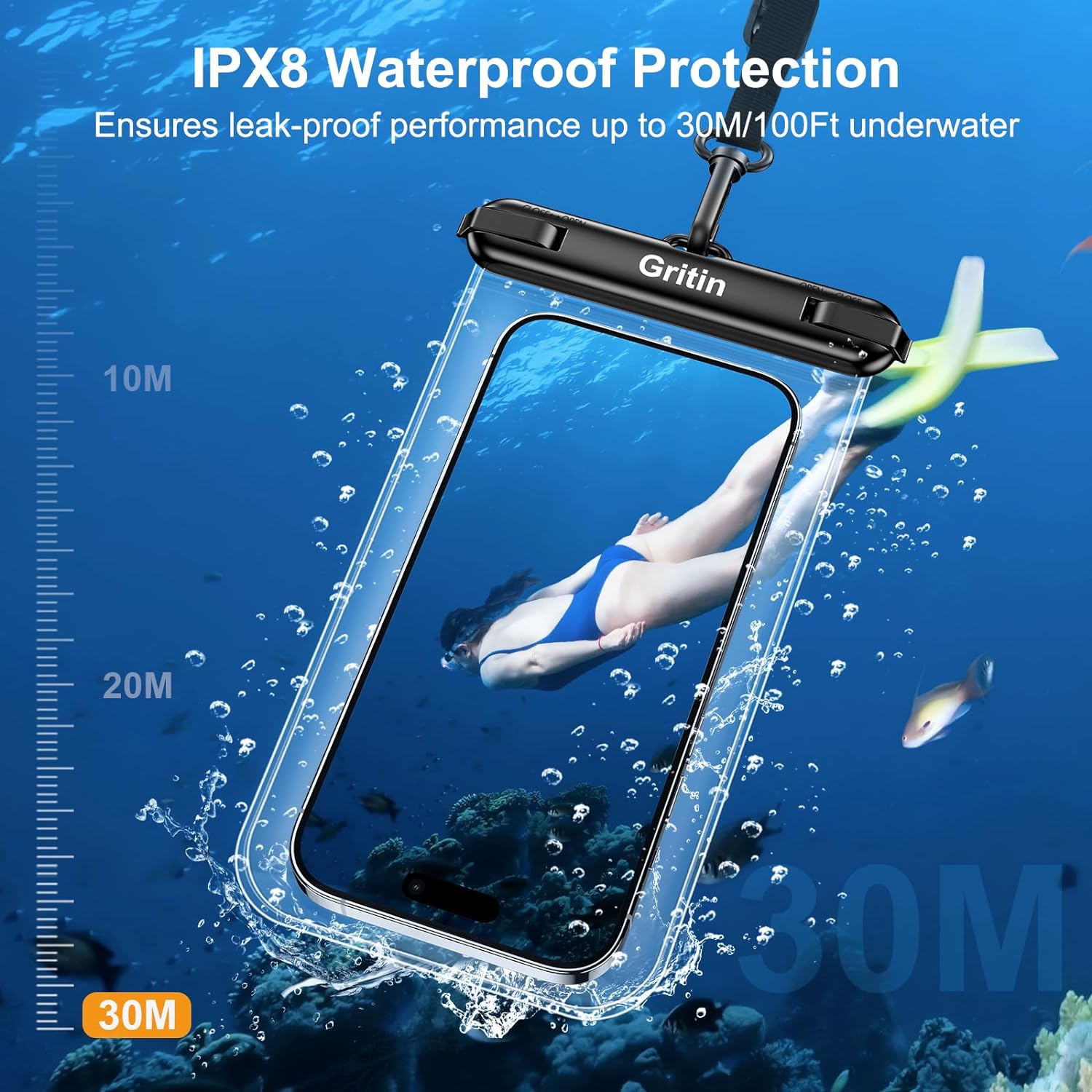 Ipx8 Waterproof Lanyard Waterproof Phone Case Gritin Waterproof