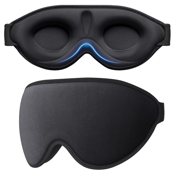 Gritin 100% Light Blocking Sleep Masks for Men & Women-Zero Pressure Sleeping Eye Mask -3D Ergonomic Design Eye Movement and Eyelash Friendly, Ultra Comfortable Blindfold for Sleeping