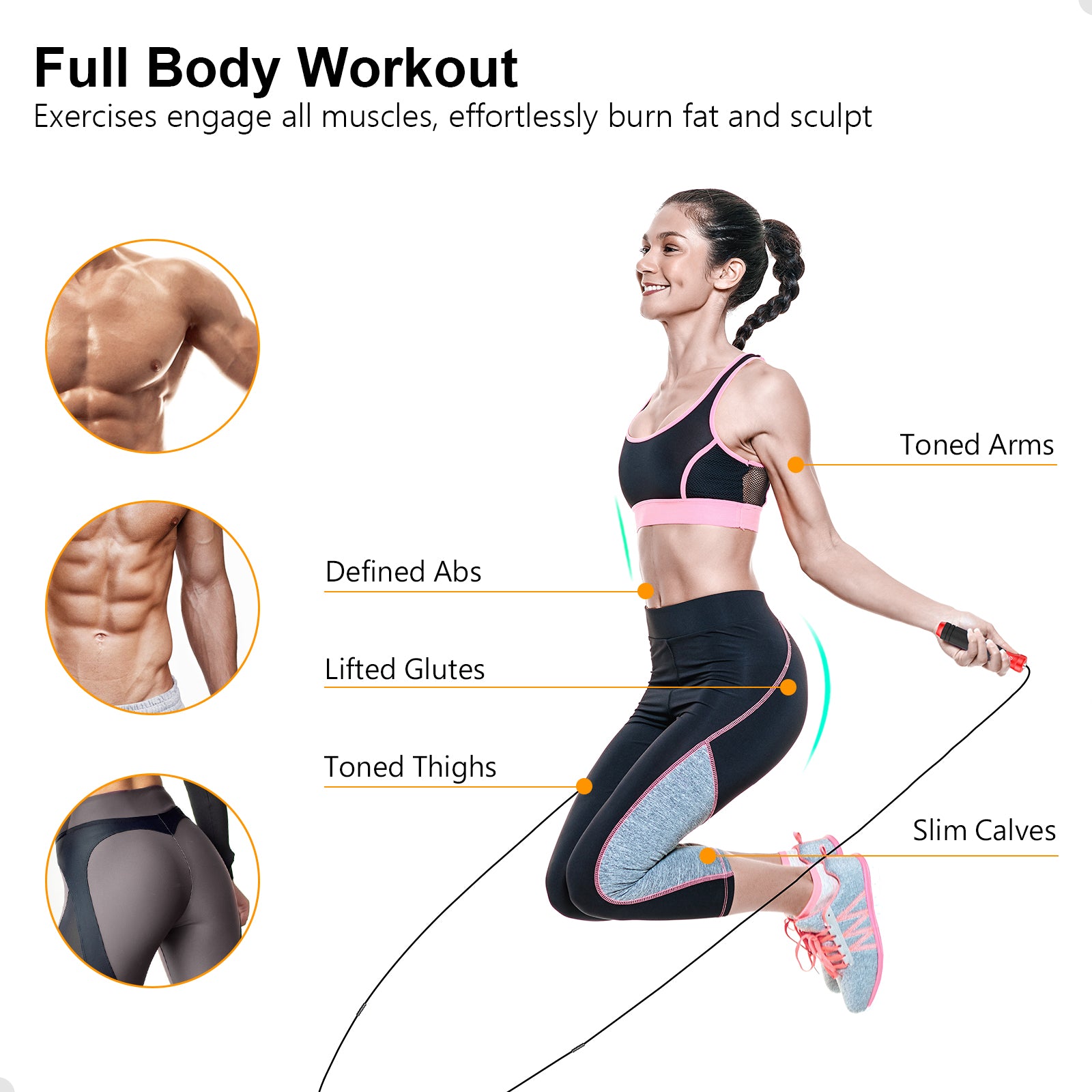 Gritin Skipping Rope for Adults, 3M Speed Jump Rope Adjustable Cord with Scale Marking & Rapid Ball Bearings, Soft Foam Handle Tangle-free for Fitness Workouts Fat Burning- Length Adjuster Included