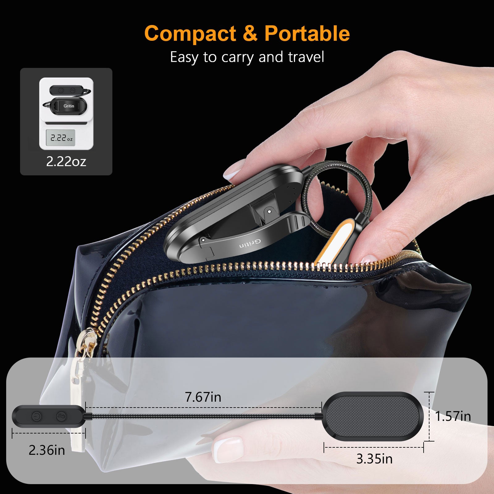 Gritin 11 LED Rechargeable Reading Light Clip on Book