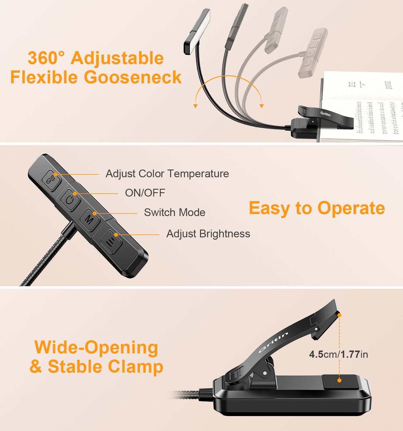 Gritin Gen 2 32 LED Dual-Beam Clip-On Book Light