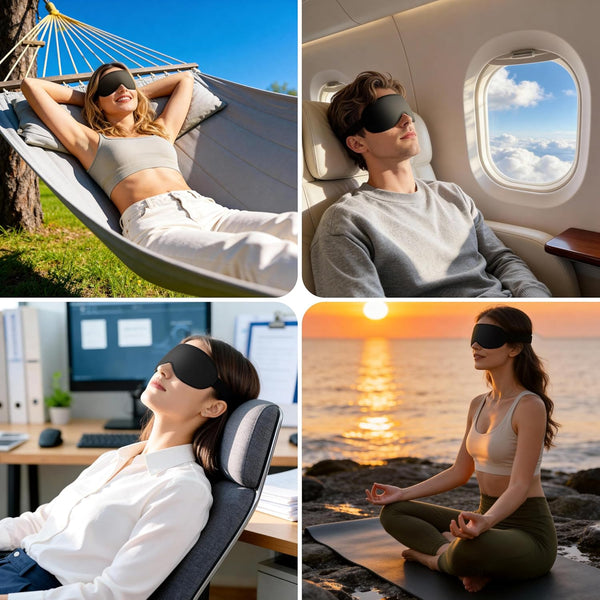 Gritin 100% Blackout Sleep Eye Mask for Side Sleeper Men Women, Zero Eye Pressure 3D Contoured Sleeping Mask with Adjustable Strap, Ergonomic Design Night Blindfold, Ultra Soft Comfortable for Travel