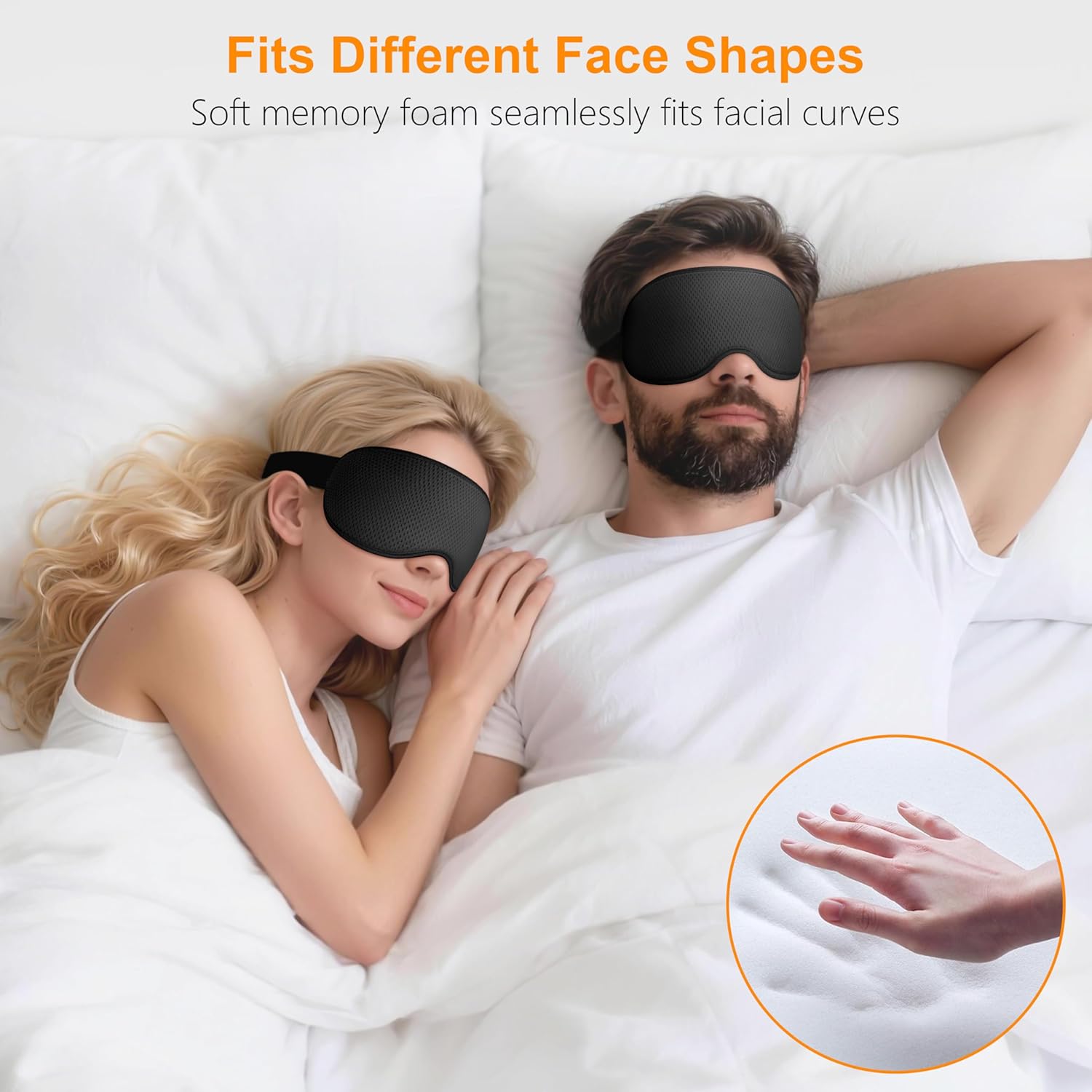 Gritin 100% Blackout Sleep Eye Mask for Side Sleeper Men Women, Zero Eye Pressure 3D Contoured Cup and Eyelash Friendly Sleeping Mask, Ergonomic Design Night Blindfold, Soft Night Eye Cover for Travel