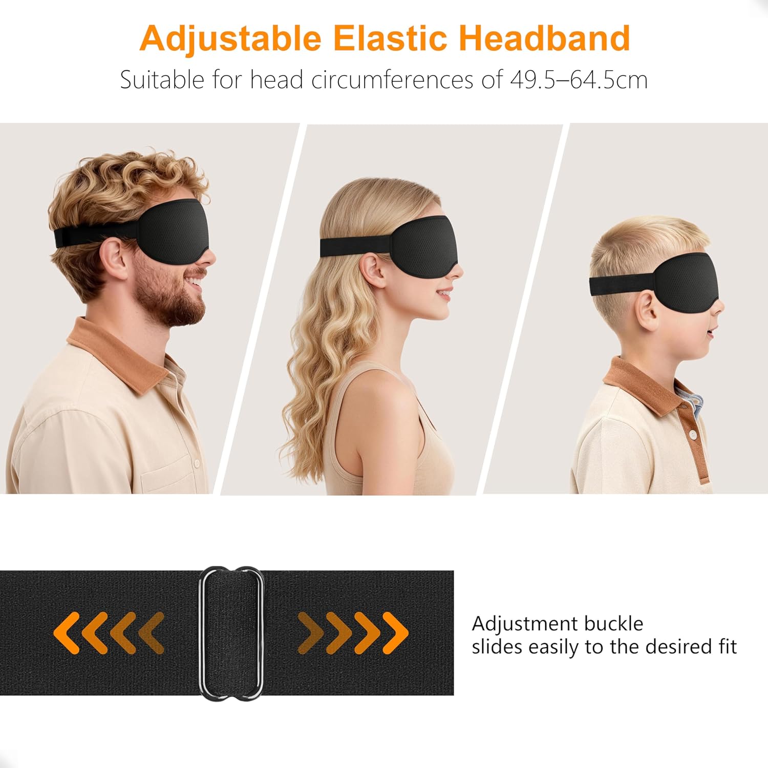 Gritin 100% Blackout Sleep Eye Mask for Side Sleeper Men Women, Zero Eye Pressure 3D Contoured Cup and Eyelash Friendly Sleeping Mask, Ergonomic Design Night Blindfold, Soft Night Eye Cover for Travel