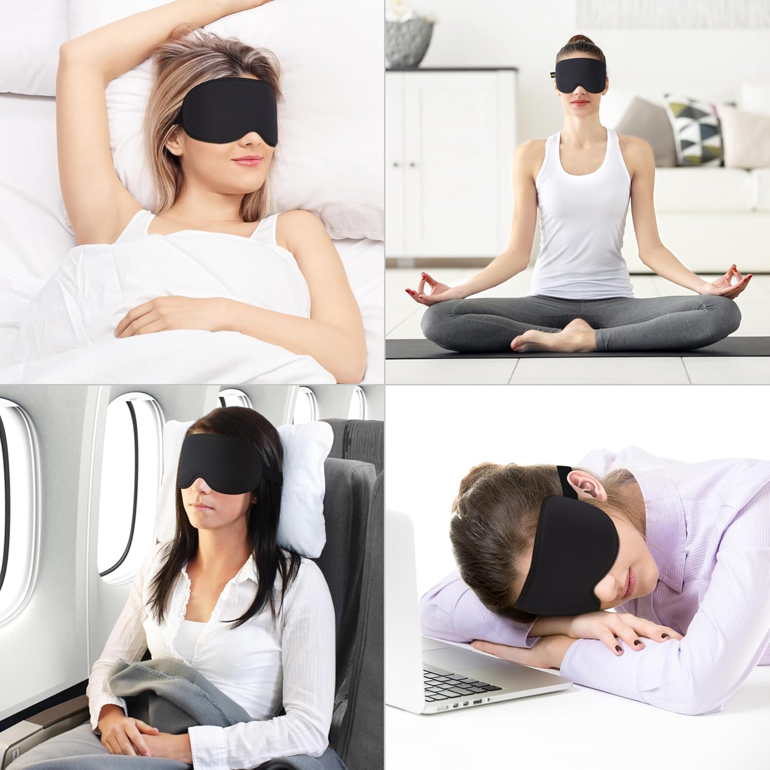Gritin 100% Blackout Sleep Mask for Women & Men-Zero Eye Pressure Eye Mask for Side Sleepers, 3D Cutout Eye Movement Friendly, Ultra Soft & Comfortable Blindfold for Sleep/Travel-EarPlugs Included