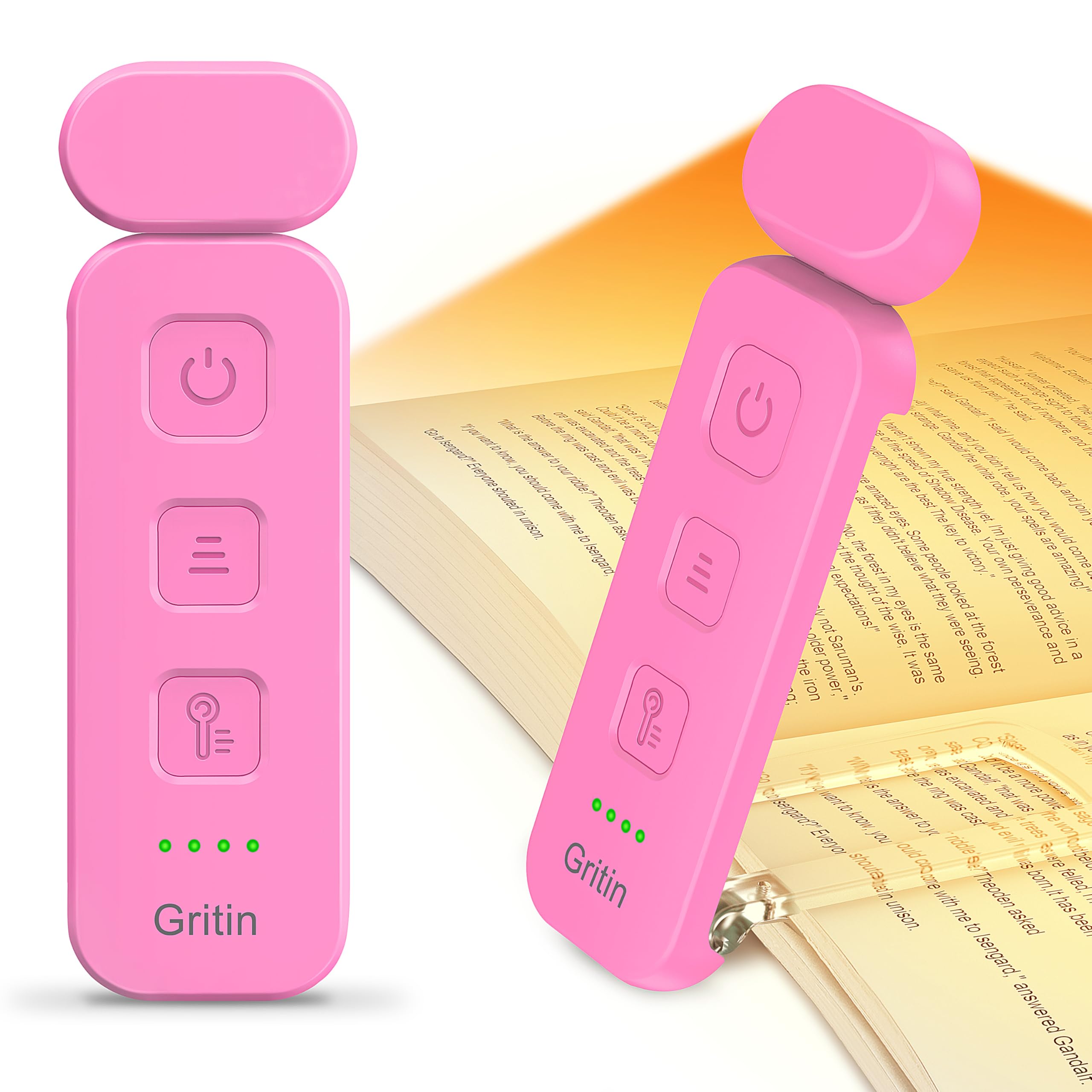 Lampe de lecture Gritin, lampe de lecture pour lire au lit - 3 couleurs respectueuses des yeux, luminosité variable sur 5 niveaux, longue durée, taille compacte, lampe de lecture rechargeable à pince pour les amoureux des livres - Bleu 