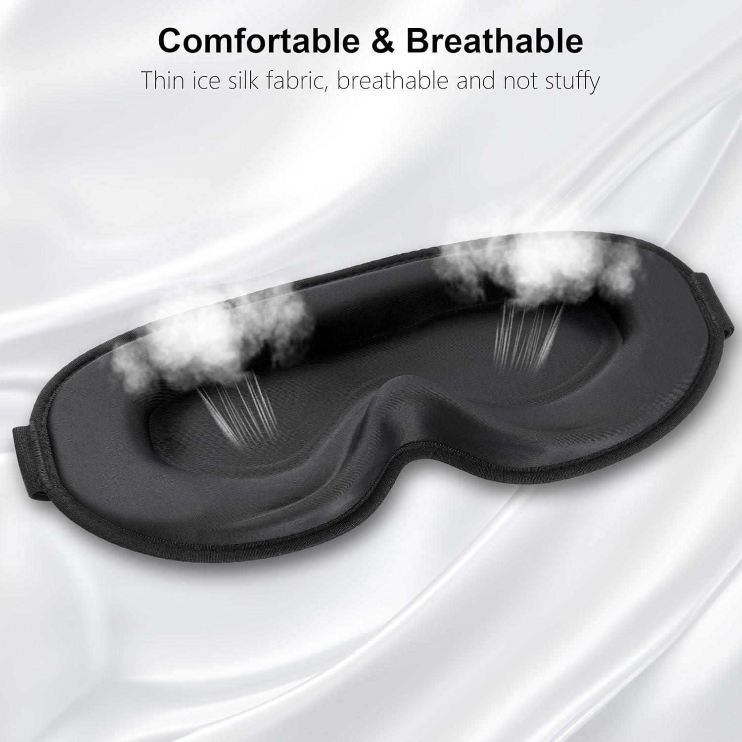 Gritin 100% Blackout Sleep Mask for Women & Men-Zero Eye Pressure Eye Mask for Side Sleepers, 3D Cutout Eye Movement Friendly, Ultra Soft & Comfortable Blindfold for Sleep/Travel-EarPlugs Included