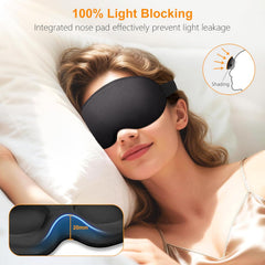 Gritin 100% Blackout Sleep Eye Mask for Side Sleeper Men Women, Zero Eye Pressure 3D Contoured Cup and Eyelash Friendly Sleeping Mask, Ergonomic Design Night Blindfold, Soft Night Eye Cover for Travel