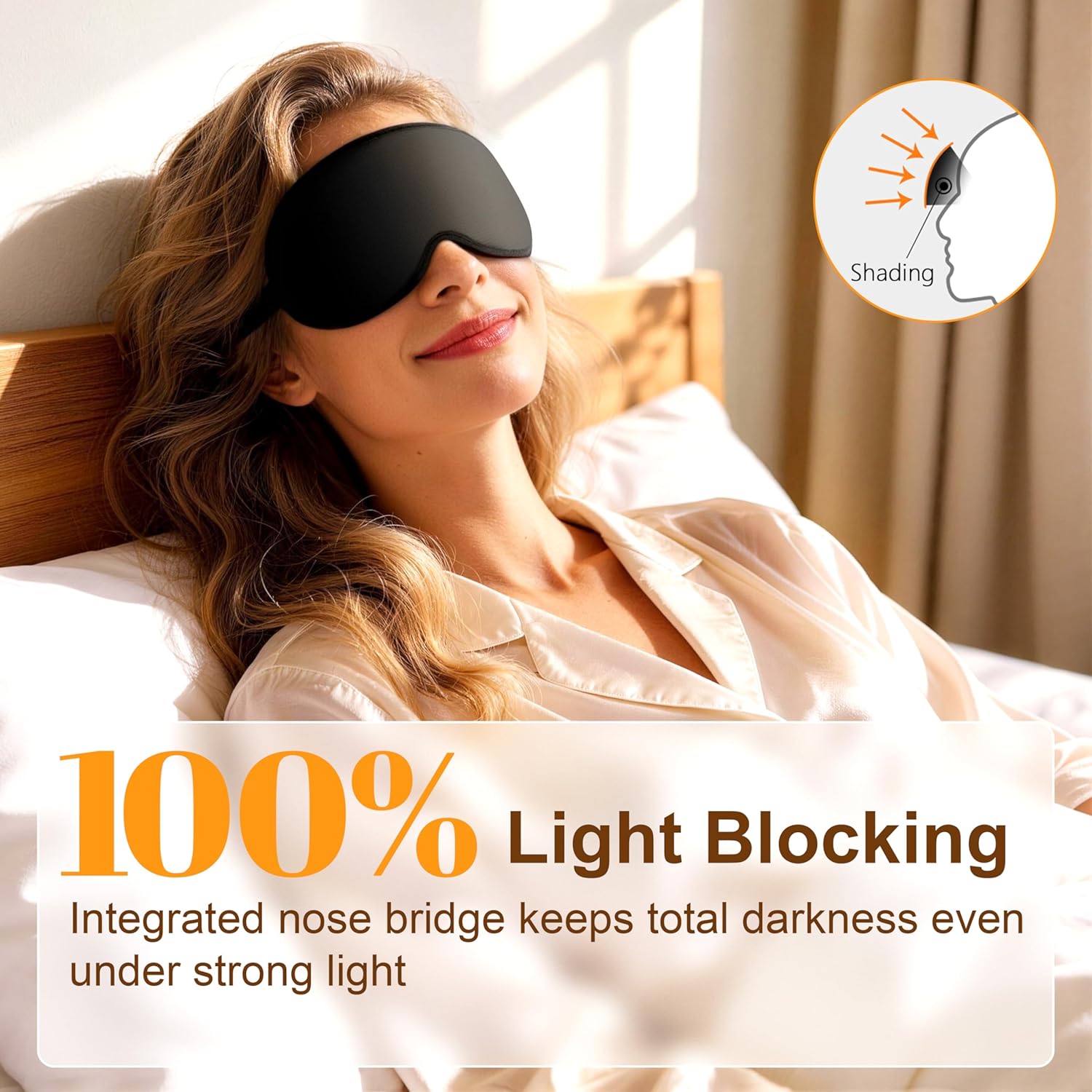 Gritin 100% Blackout Sleep Eye Mask for Side Sleeper Men Women, Zero Eye Pressure 3D Contoured Sleeping Mask with Adjustable Strap, Ergonomic Design Night Blindfold, Ultra Soft Comfortable for Travel Secondary image