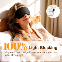 Gritin 100% Blackout Sleep Eye Mask for Side Sleeper Men Women, Zero Eye Pressure 3D Contoured Sleeping Mask with Adjustable Strap, Ergonomic Design Night Blindfold, Ultra Soft Comfortable for Travel