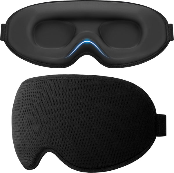 Gritin 100% Blackout Sleep Eye Mask for Side Sleeper Men Women, Zero Eye Pressure 3D Contoured Cup and Eyelash Friendly Sleeping Mask, Ergonomic Design Night Blindfold, Soft Night Eye Cover for Travel
