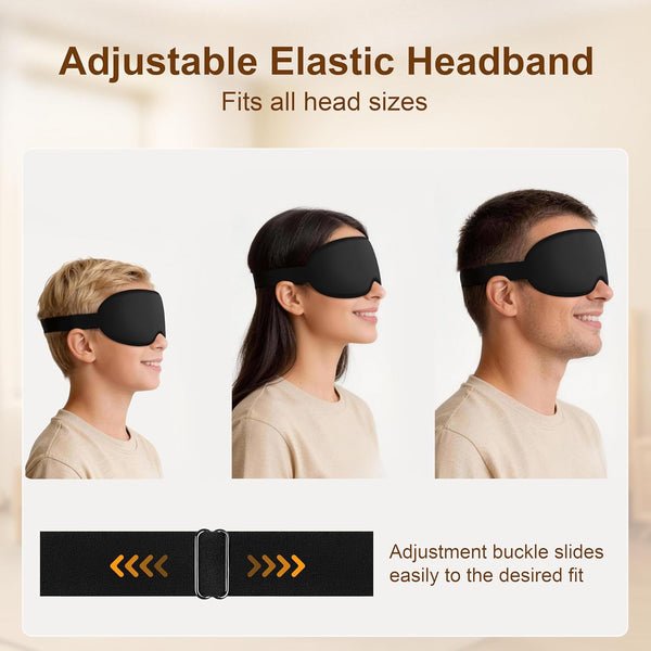 Gritin 100% Blackout Sleep Eye Mask for Side Sleeper Men Women, Zero Eye Pressure 3D Contoured Sleeping Mask with Adjustable Strap, Ergonomic Design Night Blindfold, Ultra Soft Comfortable for Travel