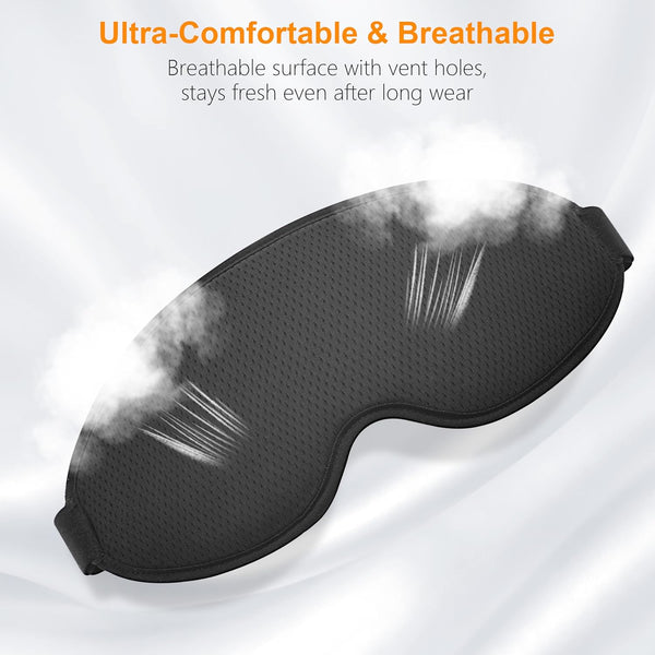 Gritin 100% Blackout Sleep Eye Mask for Side Sleeper Men Women, Zero Eye Pressure 3D Contoured Cup and Eyelash Friendly Sleeping Mask, Ergonomic Design Night Blindfold, Soft Night Eye Cover for Travel