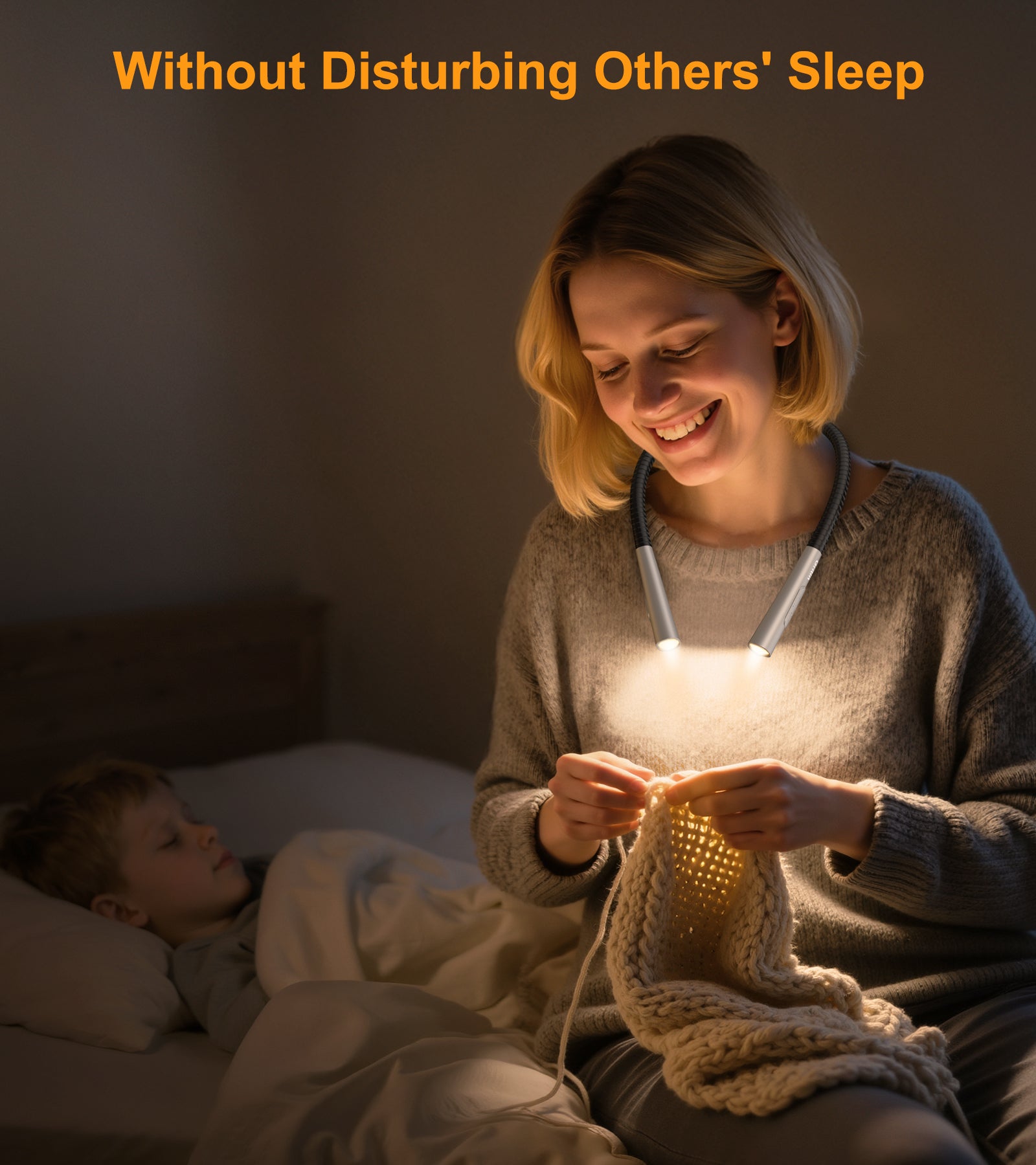 Gritin Rechargeable Neck Reading Light, Flexible Book Light with 4 Colors & 5 Brightness Levels, 80Hrs Runtime