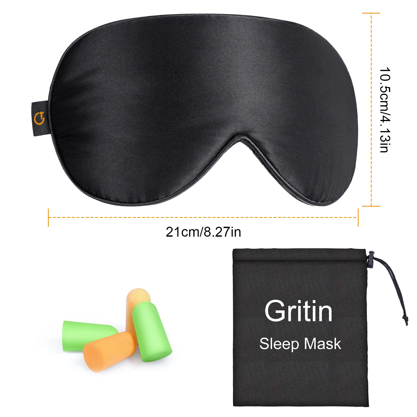 Gritin Light-Blackout Design Ultra Soft & Comfortable 100% Natural Silk Sleeping Mask