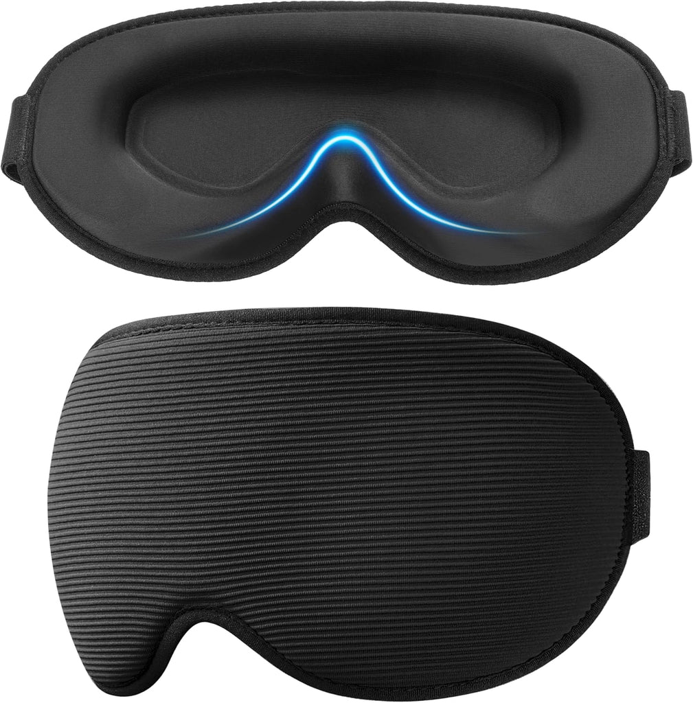 Gritin 100% Blackout Sleep Mask for Women Men-Zero Eye Pressure Eye Mask for Side Sleepers, 3D Cutout Eye Movement Friendly, Ultra Soft Comfortable Blindfold for Sleep/Travel-EarPlugs Included
