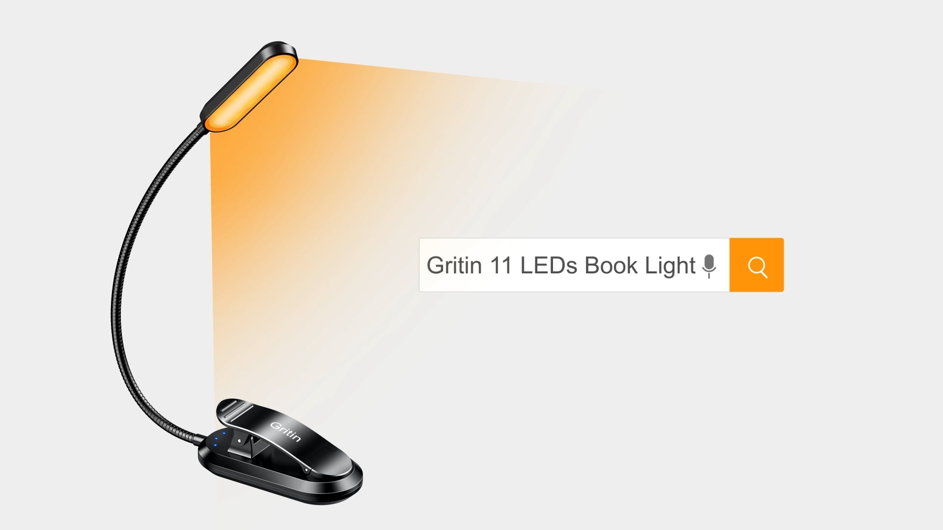 Gritin 11 LED Rechargeable Reading Light Clip on Book