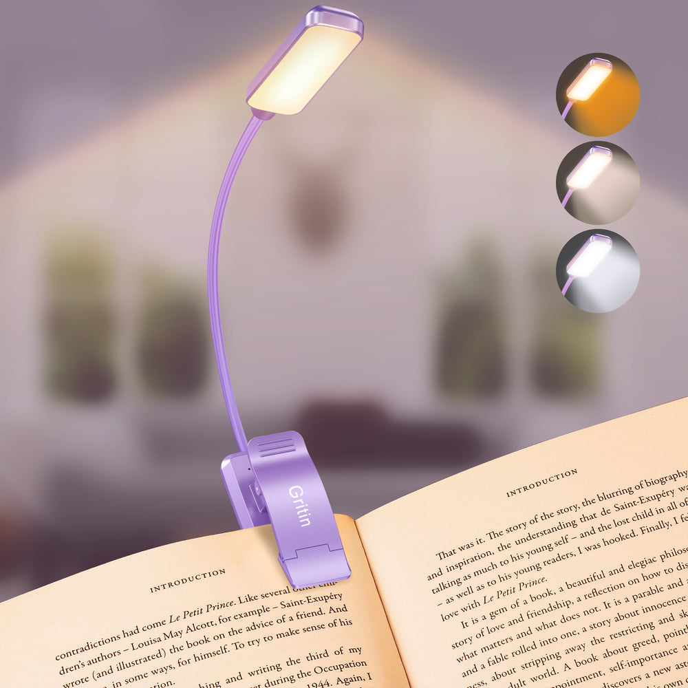 Lampe De Lecture Pince USB-C Rechargeable - 9 LEDs, 3 Températures De Couleur, Flexible à 360° - 4