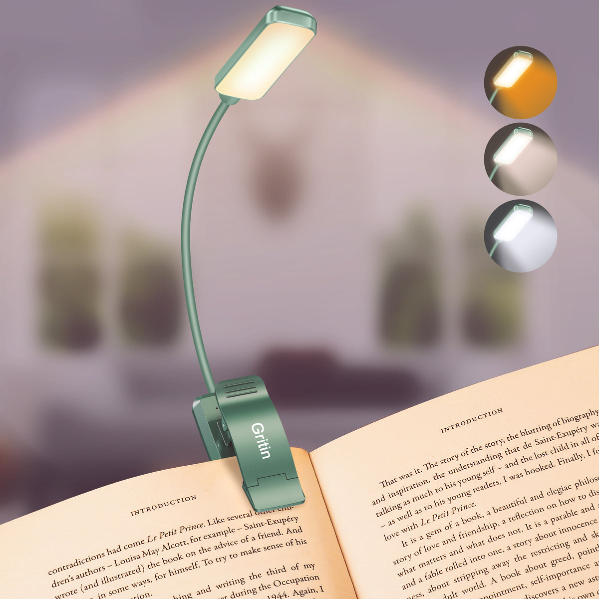 Lampe de lecture rechargeable Gritin à 9 LED pour lire au lit